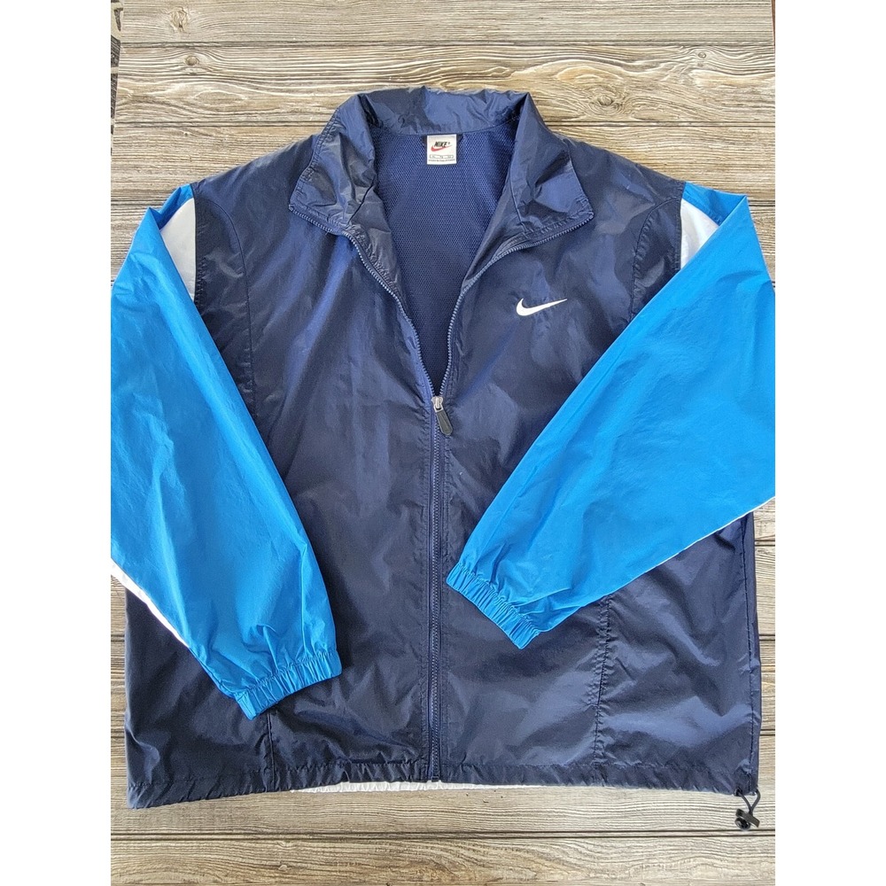 Nike Vintage 90's Men's Size XL Blue Windbreaker Jacket White Tag Mesh Lined